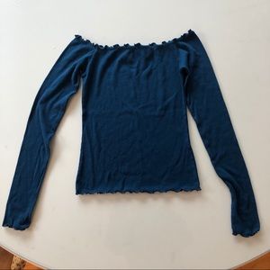 Hollister Off The Shoulder Lettuce Long Sleeve Top